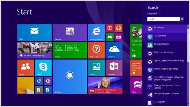 navigate through control panel